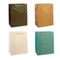 Пакет подарочный с ручками, "Ромбы", 23х18х10см, золотое тиснение, бумага, 4 цвета 2035