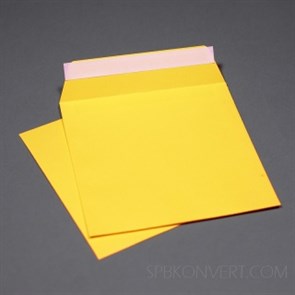 Желтый квадратный конверт 160х160 мм
